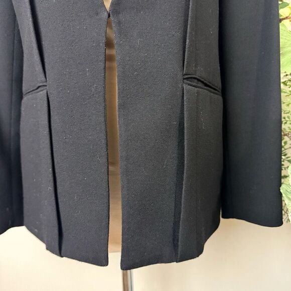 Halston Black Open Front Blazer Jacket | Size 8 | Longline Minimalist - Picture 2 of 11